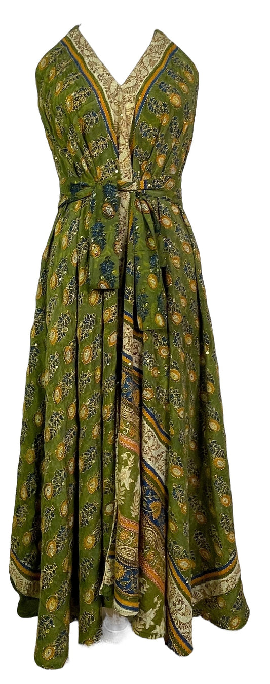 PRC7759 Avatar Pure Silk Maxi Dress with Belt - Velora