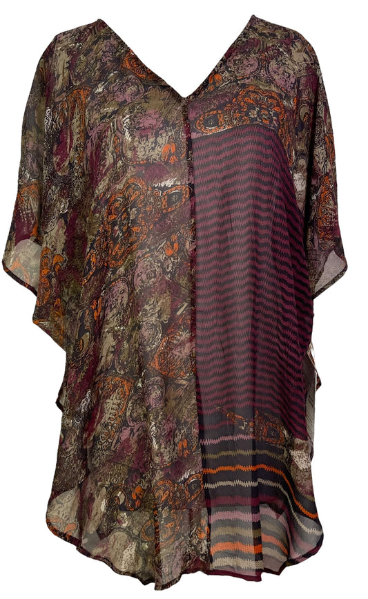 PRG7096 Sheer Avatar Pure Silk Waterfall Top - Velora