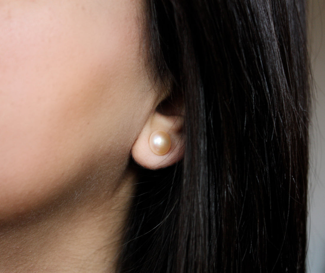 Pink Pearl Stud Earrings 10mm - Velora Luxury Fashion