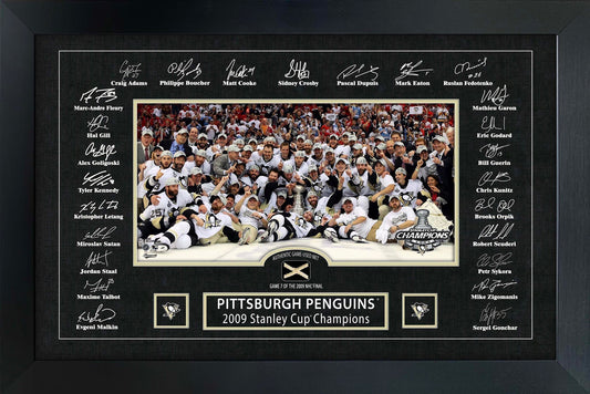 Pittsburgh Penguins 2009 Stanley Cup Replica Signature Frame with Game-Used Net - Velora Luxury Fashion