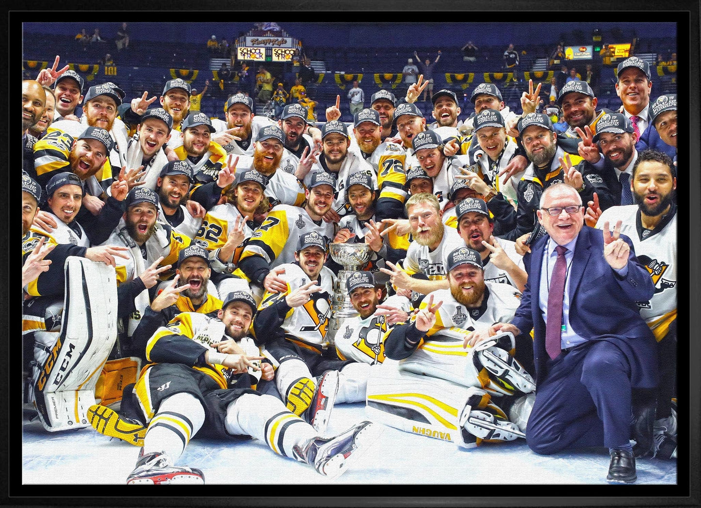 Pittsburgh Penguins 20x29 Framed Canvas 2017 Stanley Cup - Velora Luxury Fashion