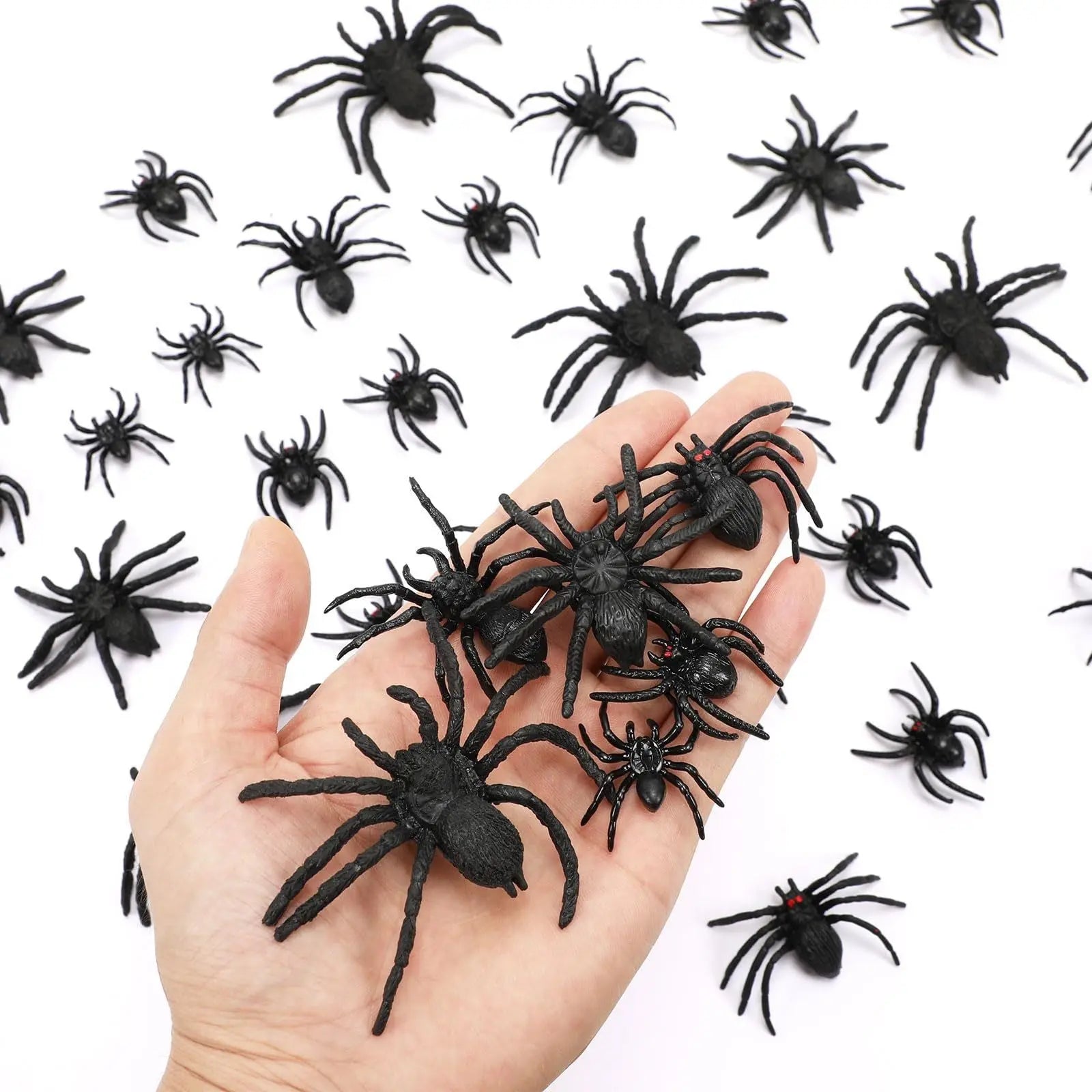 Plastic Spiders, 40 PCS Black Realistic Plastic Fake Scary Spiders Halloween Prank Props Halloween Spider Large And Small Fake Spider-Cannot Be Listed On Amazon Platform - Velora