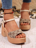 Platform Block Heel Ankle Strap Sandals - Velora Luxury Fashion
