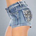 Platinum Plush Women's Cross Angel Wing Bling Shorts - Velora Luxury Fashion