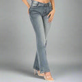 Platinum Plush Women's Rhinestone Motorcycle Bootcut Jeans - Velora Luxury Fashion