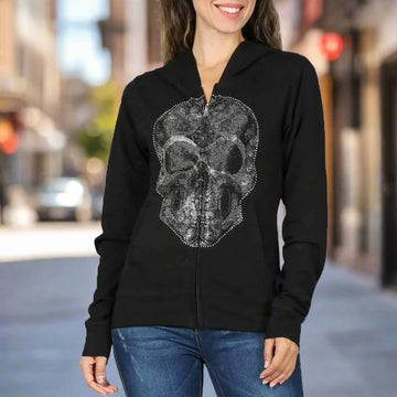 Platinum Plush Women's Skull Full Zip Hoodie - Velora Luxury Fashion