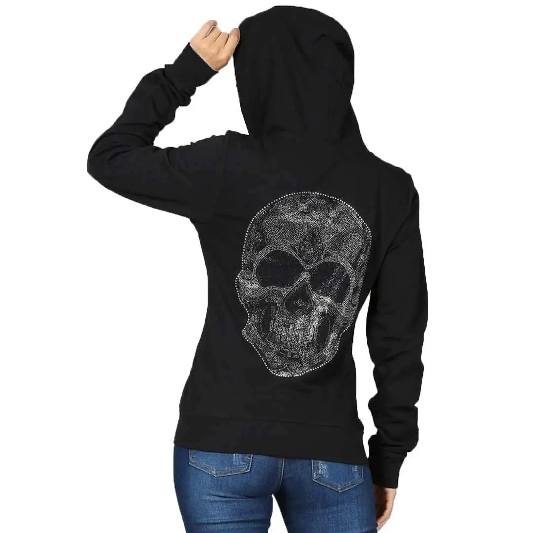 Platinum Plush Women's Skull Full Zip Hoodie - Velora Luxury Fashion