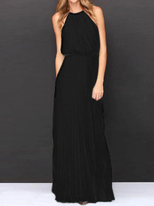 Pleated Sleeveless Maxi Tank Dress - Velora Luxury Fashion