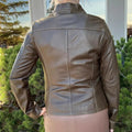 Plonge Leathers Women's Snap Collar Lamb Leather Jacket - Velora Luxury Fashion