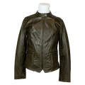 Plonge Leathers Women's Snap Collar Lamb Leather Jacket - Velora Luxury Fashion