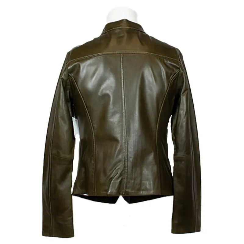 Plonge Leathers Women's Snap Collar Lamb Leather Jacket - Velora Luxury Fashion