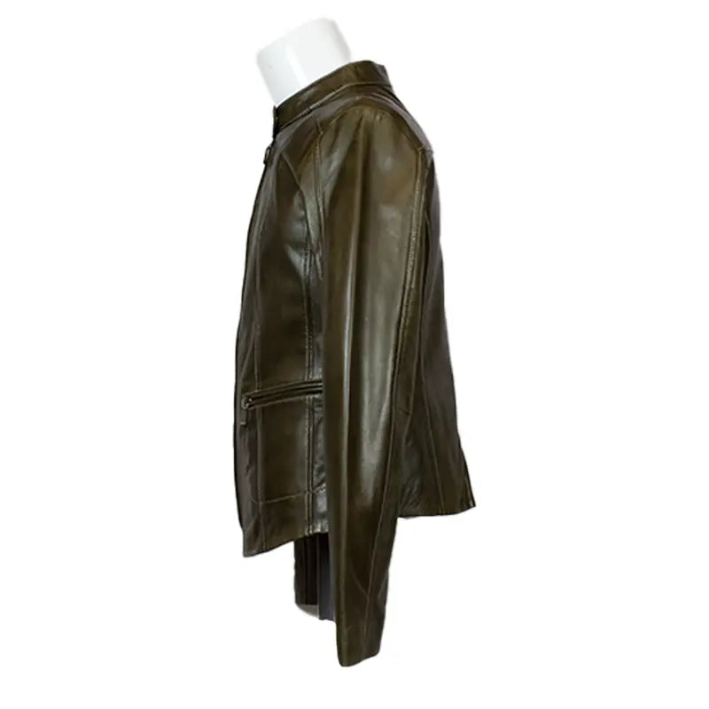 Plonge Leathers Women's Snap Collar Lamb Leather Jacket - Velora Luxury Fashion