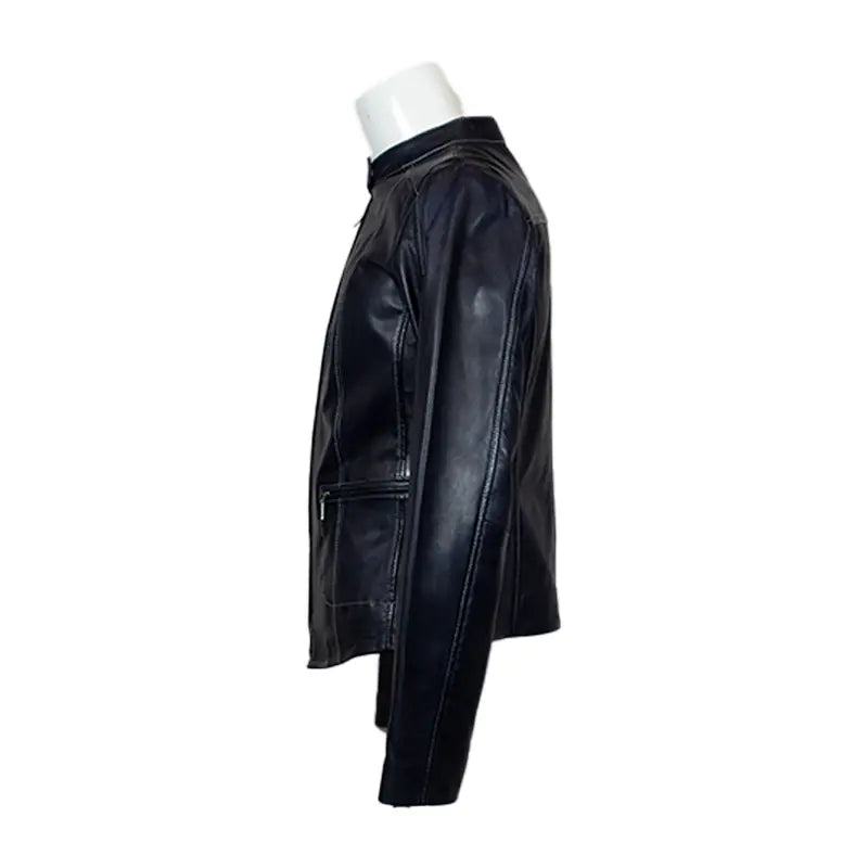 Plonge Leathers Women's Snap Collar Lamb Leather Jacket - Velora Luxury Fashion