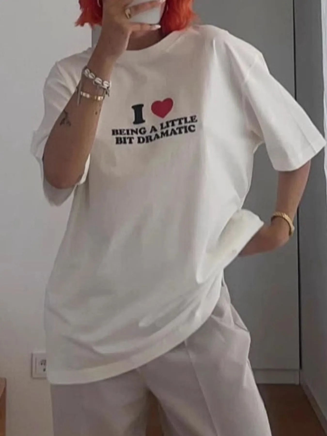 Plus Size Letter Graphic Round Neck Short Sleeve T-Shirt - Velora Luxury Fashion