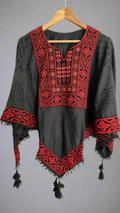 Poncho of Palestine | All Black Kufiya (Keffiyeh) - Tatreez – Made in Jordan - Velora Luxury Fashion