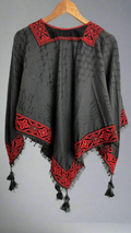 Poncho of Palestine | All Black Kufiya (Keffiyeh) - Tatreez – Made in Jordan - Velora Luxury Fashion