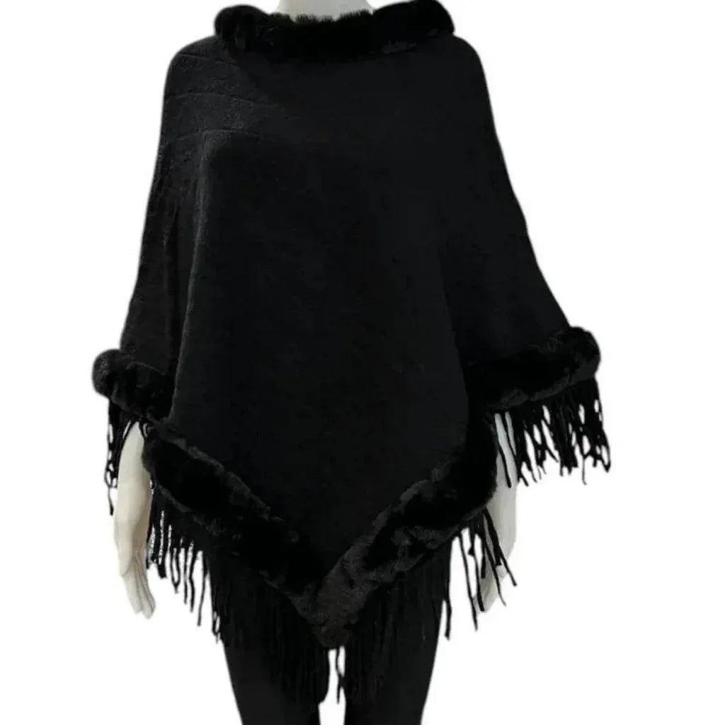 Poncho fausse fourrure