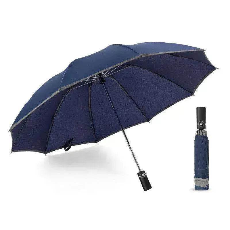 Portable Windproof Umbrella, 10Ribs Auto Close, Reflective for Safety