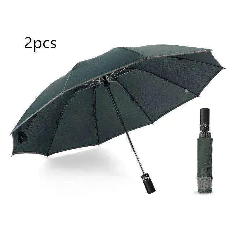 Portable Windproof Umbrella, 10Ribs Auto Close, Reflective for Safety