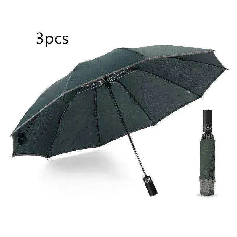 Portable Windproof Umbrella, 10Ribs Auto Close, Reflective for Safety