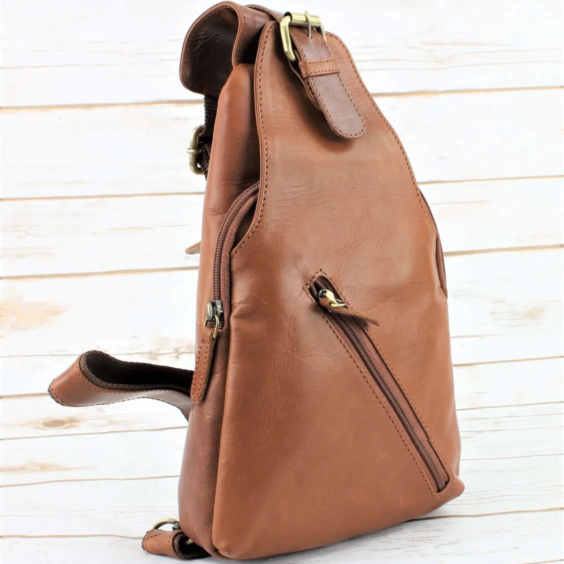 Premium Handcrafted Leather Sling Bag | Backpack | Crossbody Messenger Bag - Velora Luxury Fashion