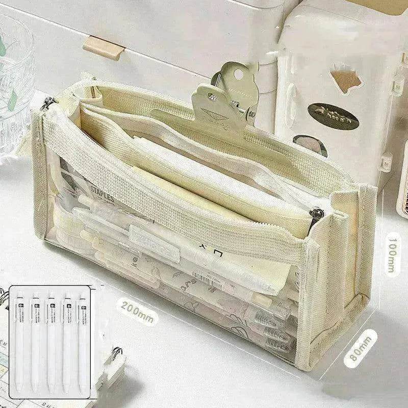 Primary School Transparent Pen Bag High Appearance Level Large Capacity - Velora