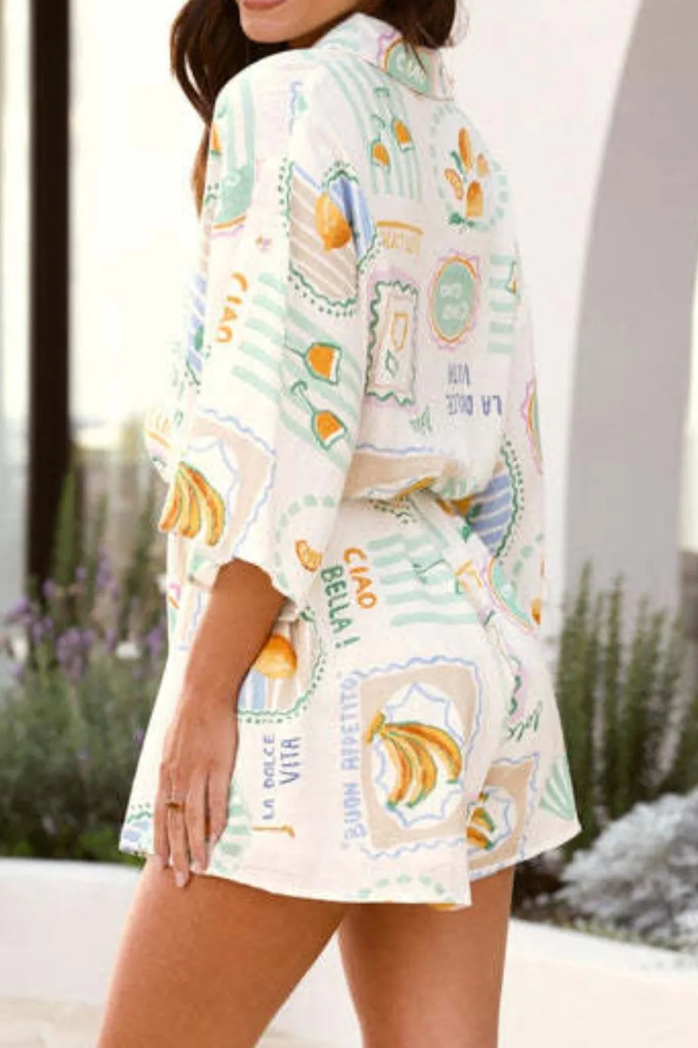 Printed 3/4 Sleeve Romper - Velora Luxury Fashion