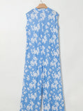 Printed Button-Front Wide Leg Jumpsuit - Velora Luxury Fashion