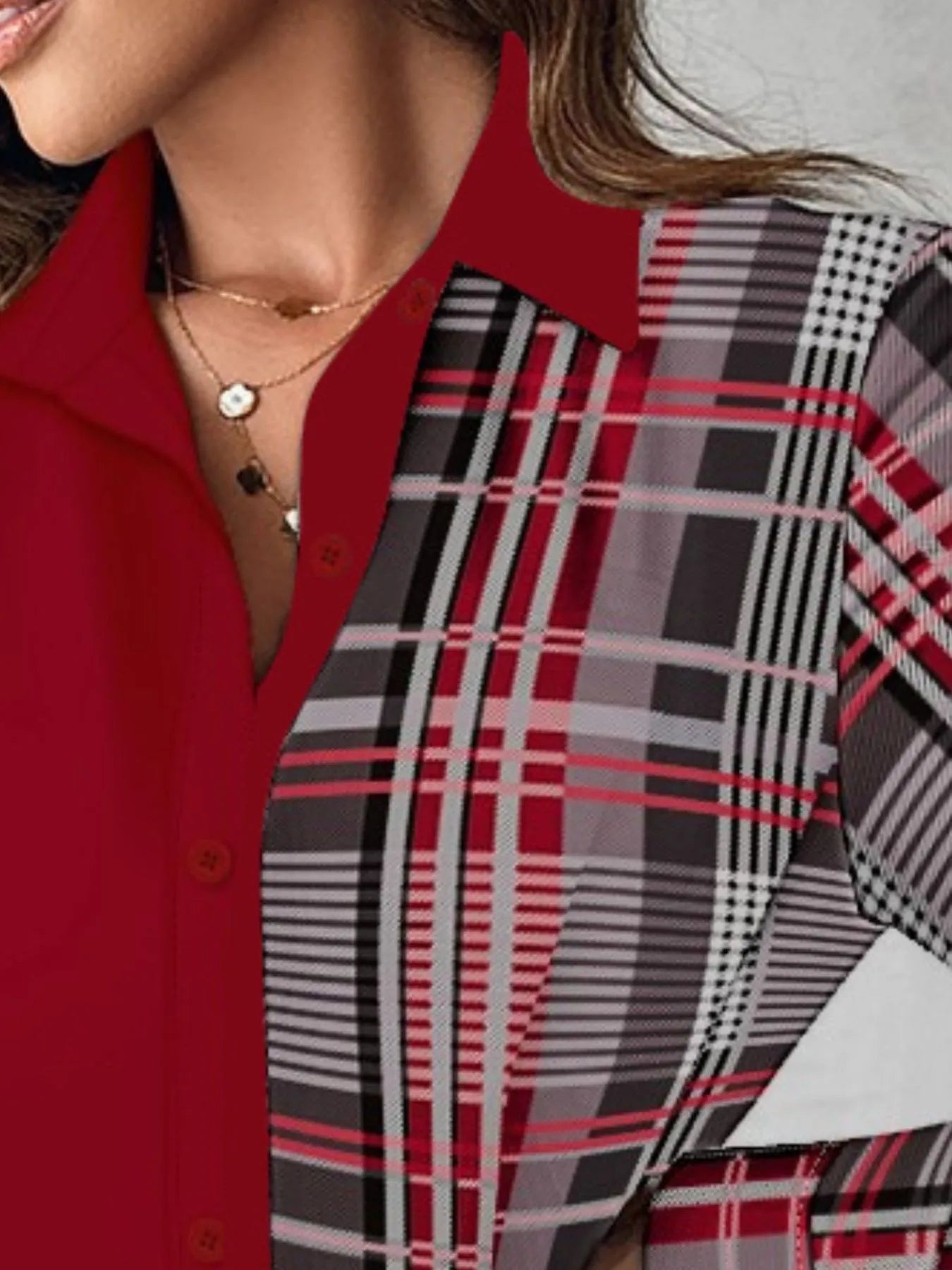 Printed Button Up Long Sleeve Shirt Dress - Velora Luxury Fashion