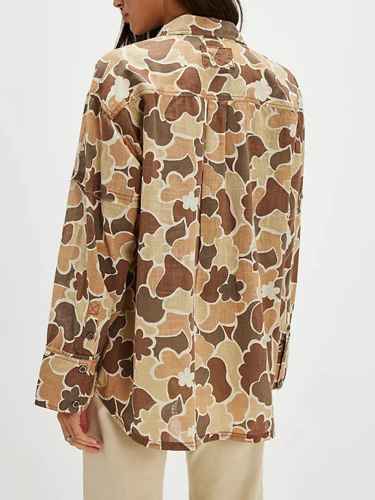 Printed Button-Up Long Sleeve Shirt - Velora Luxury Fashion