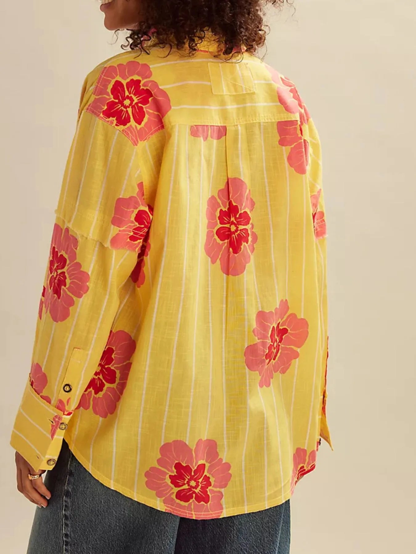 Printed Button-Up Long Sleeve Shirt - Velora Luxury Fashion