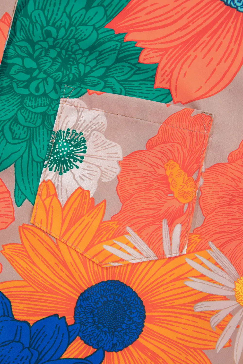 Printed Button Up Long Sleeve Top and Shorts Set - Velora Luxury Fashion