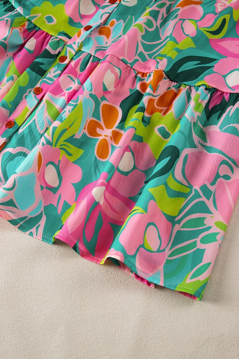 Printed Collared Neck Puff Sleeve Mini Dress - Velora Luxury Fashion