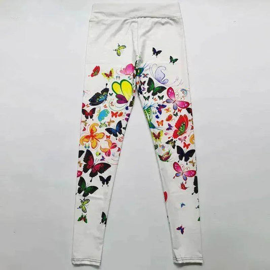 Printed Floral Butterfly Leggings High Waist Slim Yoga Pants Leggings - Velora