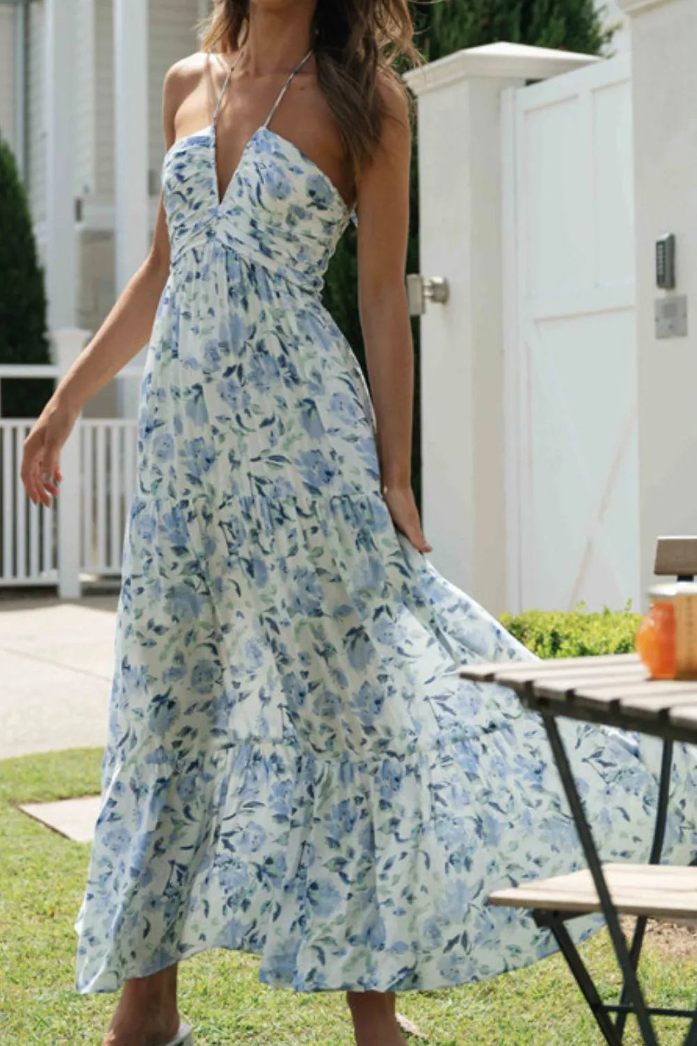 Printed Halter Neck Cami Dress - Velora Luxury Fashion