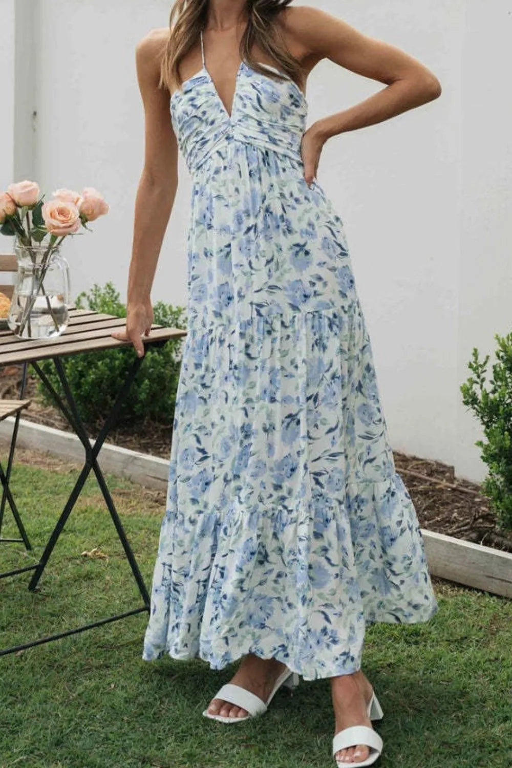 Printed Halter Neck Cami Dress - Velora Luxury Fashion