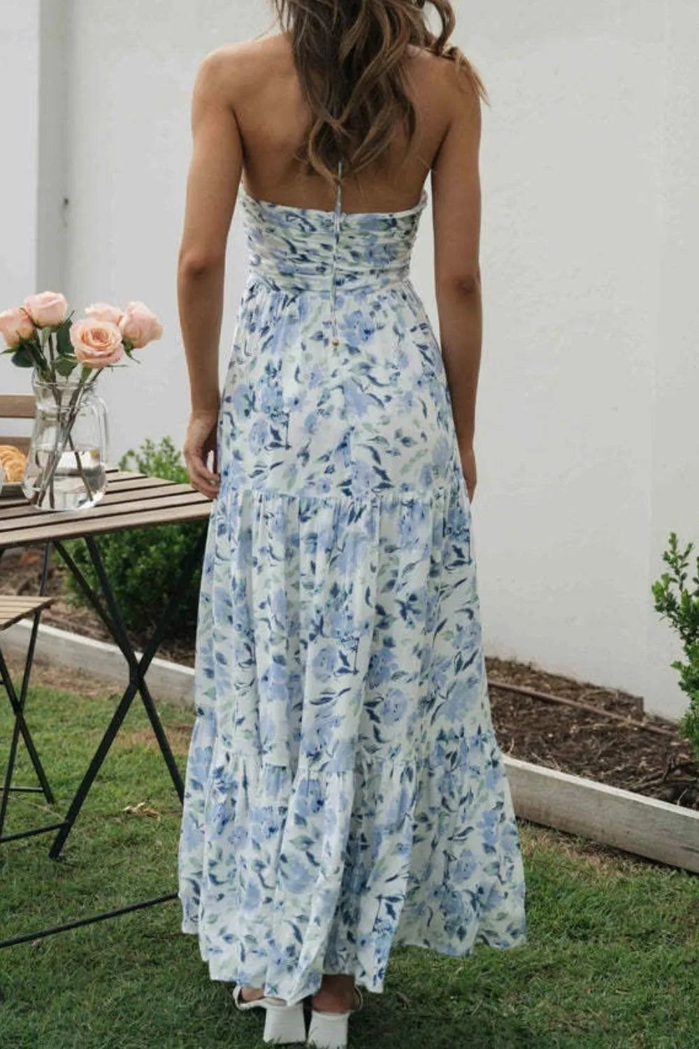 Printed Halter Neck Cami Dress - Velora Luxury Fashion