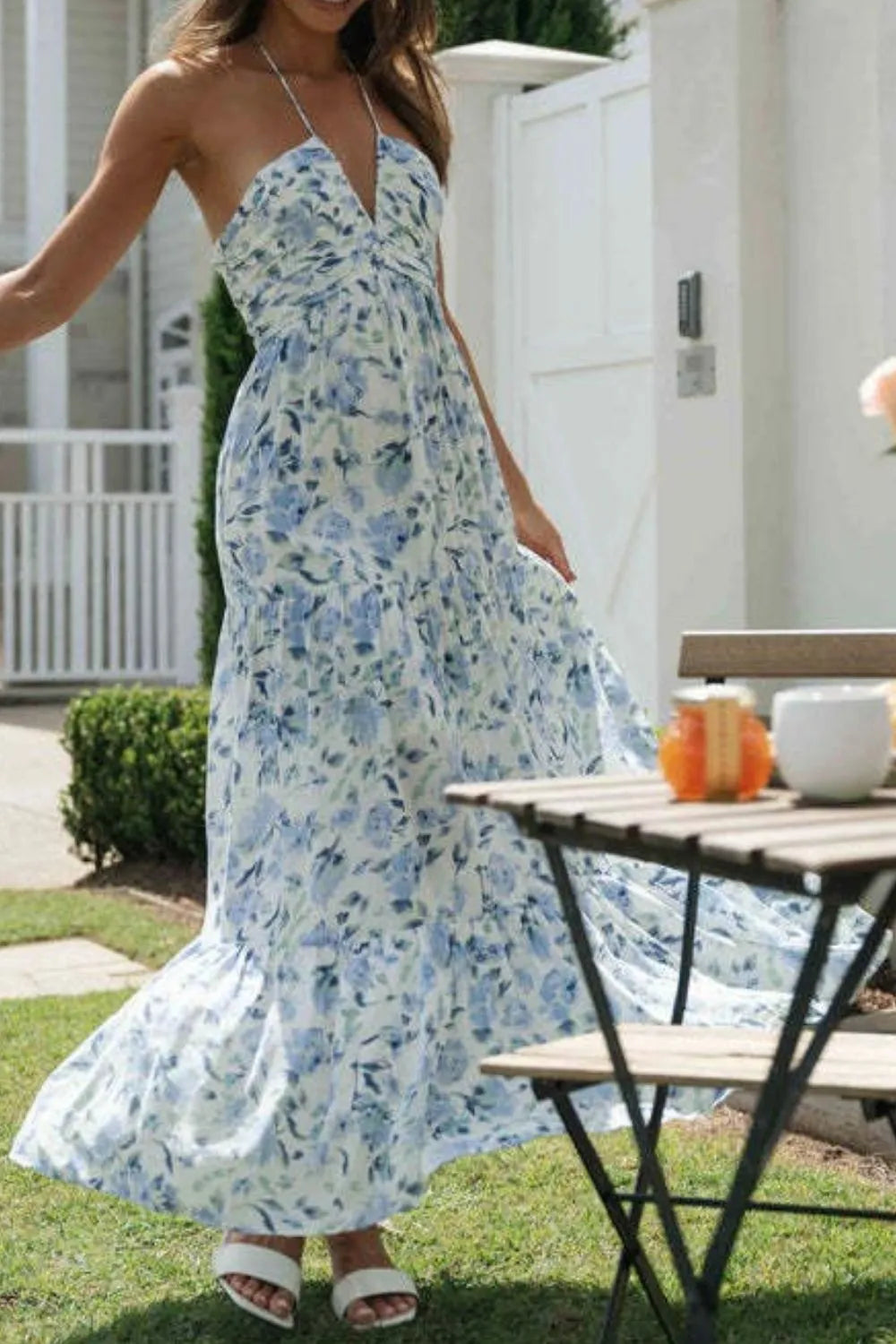 Printed Halter Neck Cami Dress - Velora Luxury Fashion