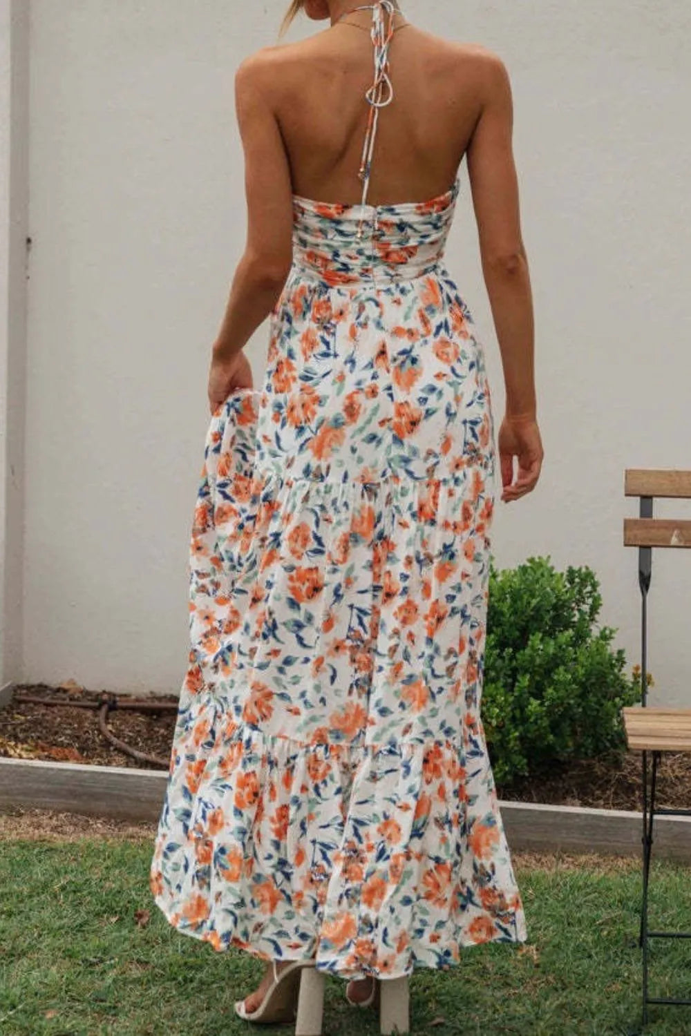 Printed Halter Neck Cami Dress - Velora Luxury Fashion