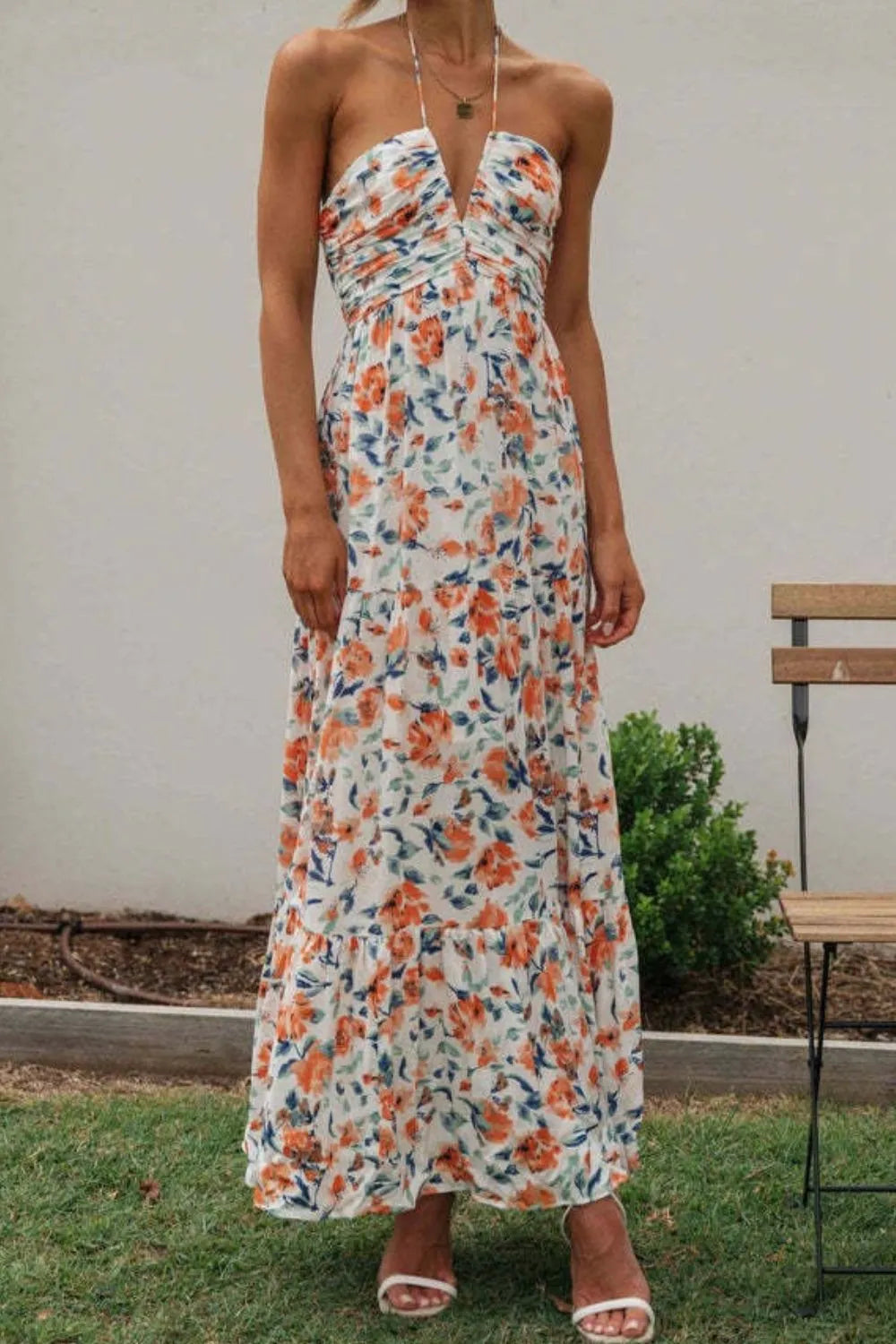 Printed Halter Neck Cami Dress - Velora Luxury Fashion