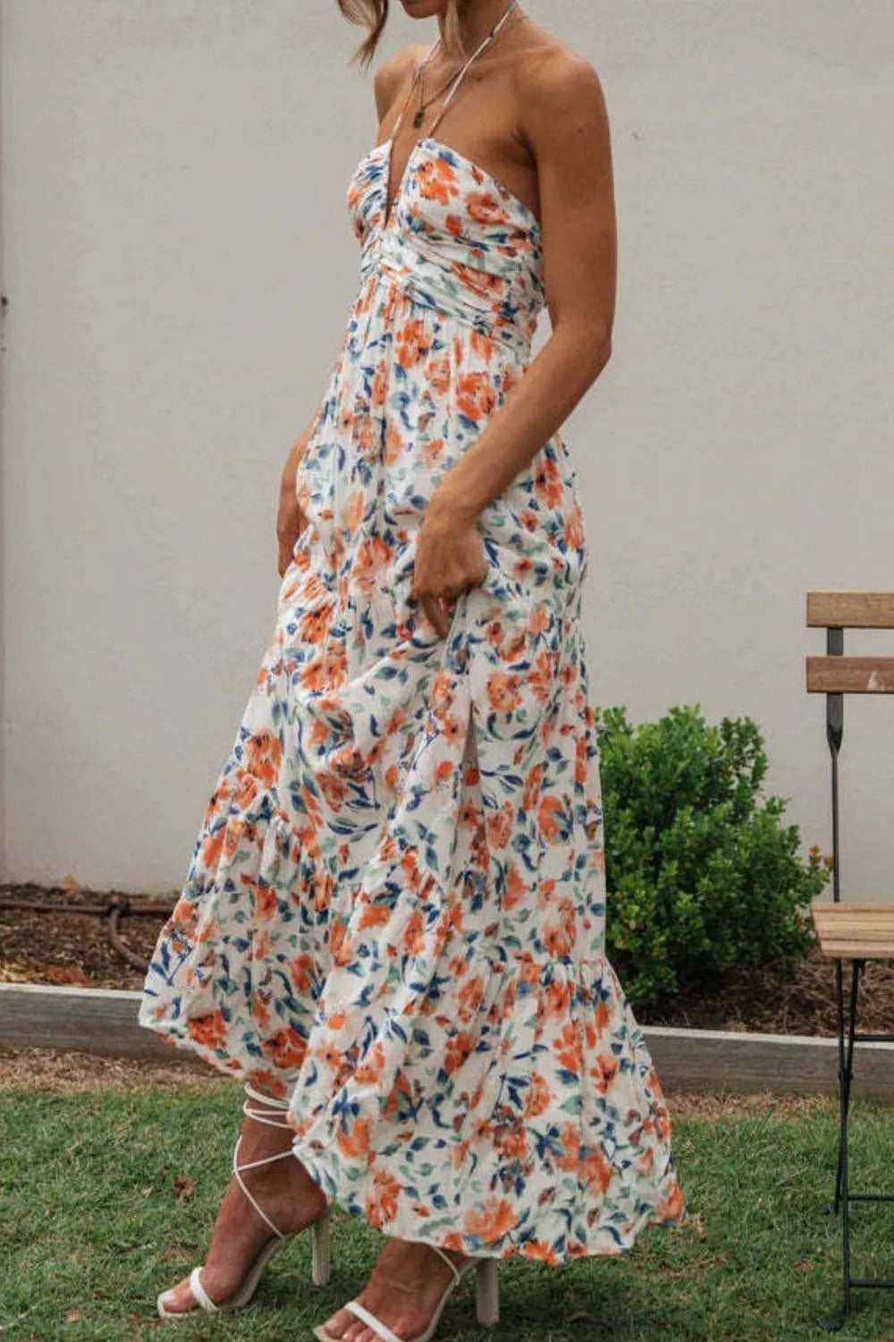 Printed Halter Neck Cami Dress - Velora Luxury Fashion