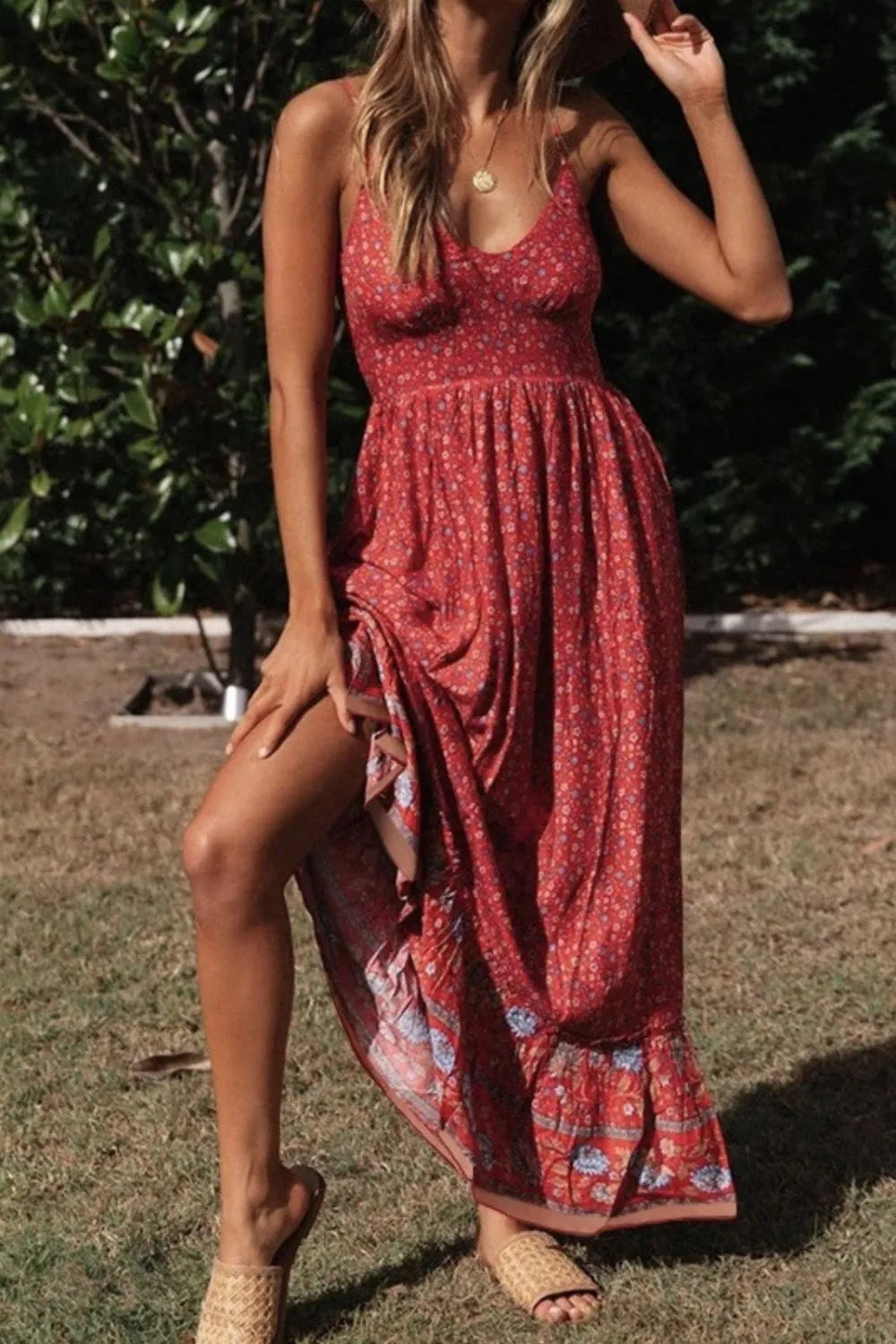 Printed Maxi Cami Dress - Velora