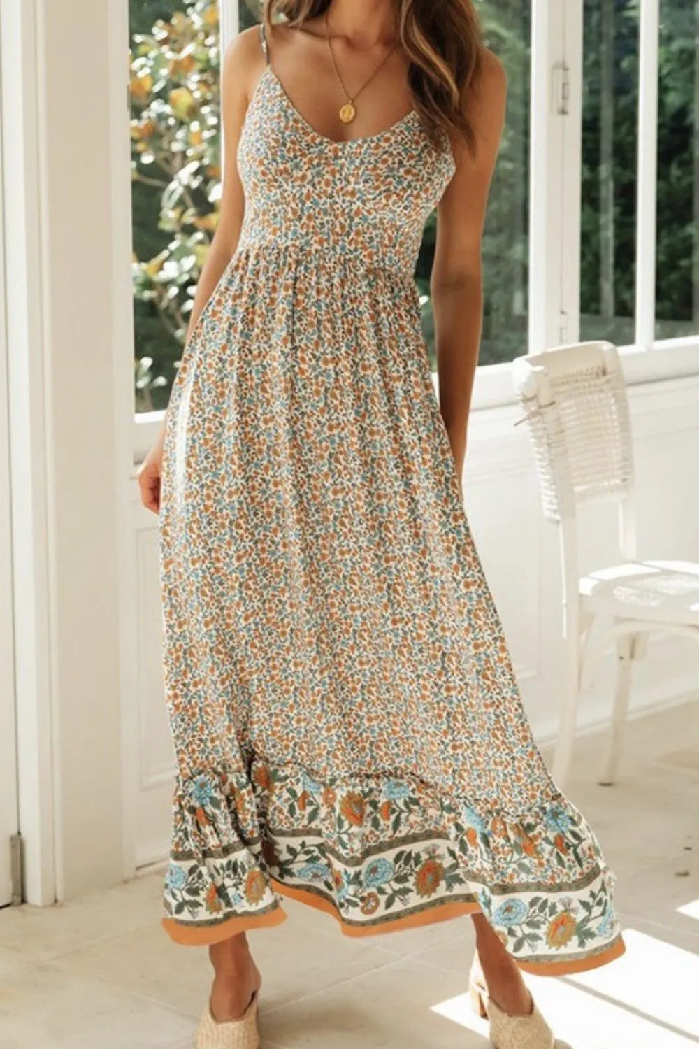 Printed Maxi Cami Dress - Velora