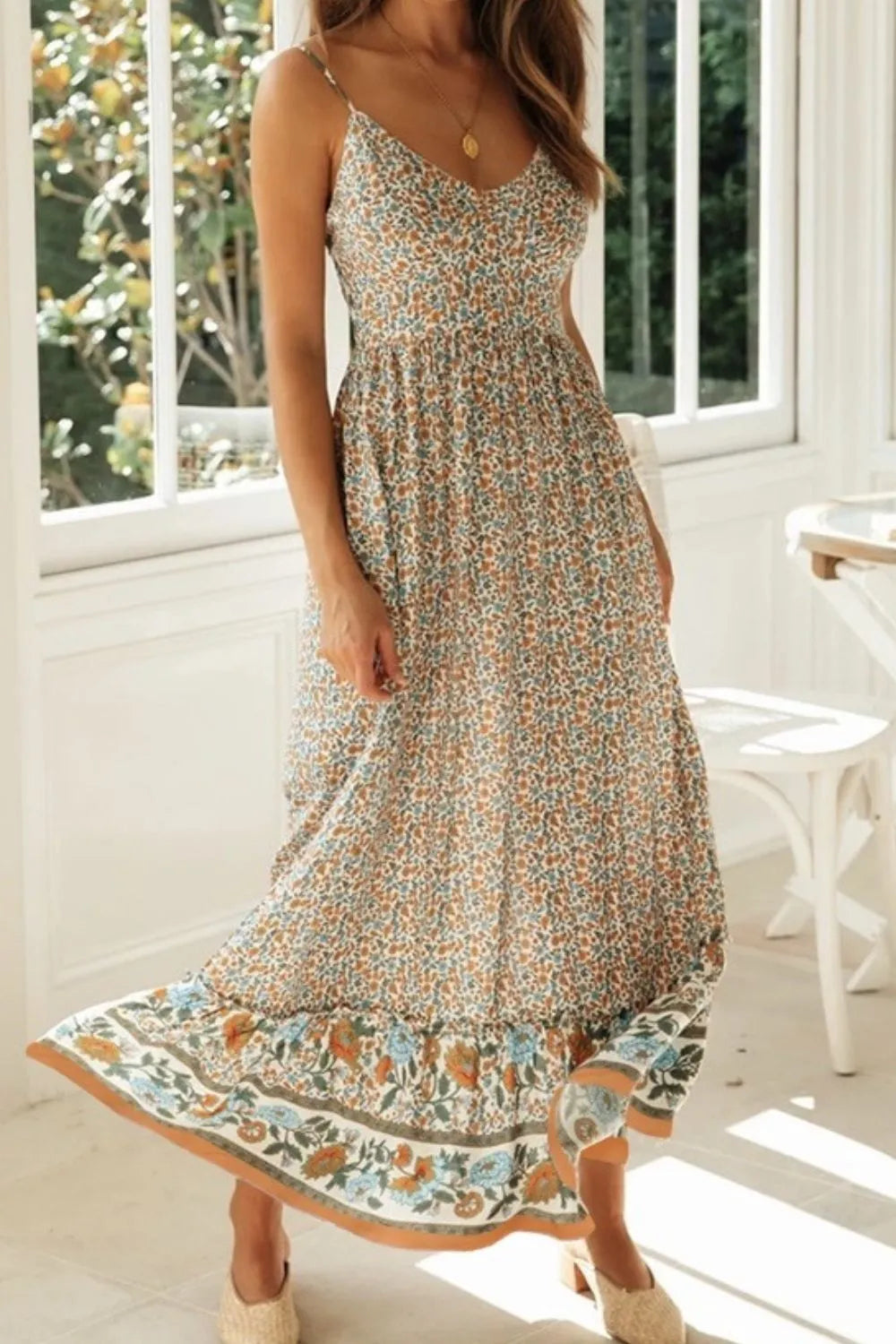 Printed Maxi Cami Dress - Velora