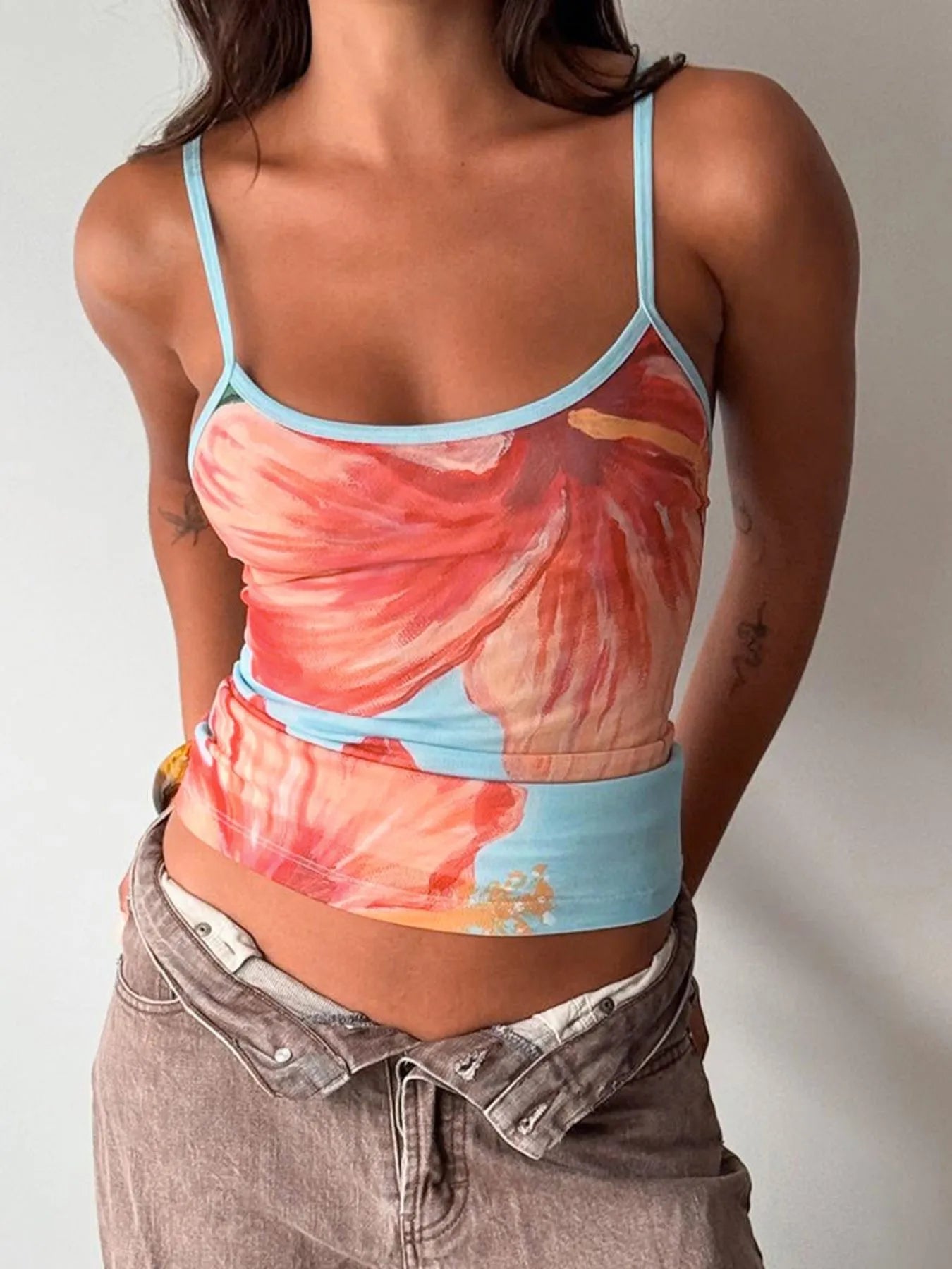 Printed Scoop Neck Cami and Skirt Set - Velora Luxury Fashion