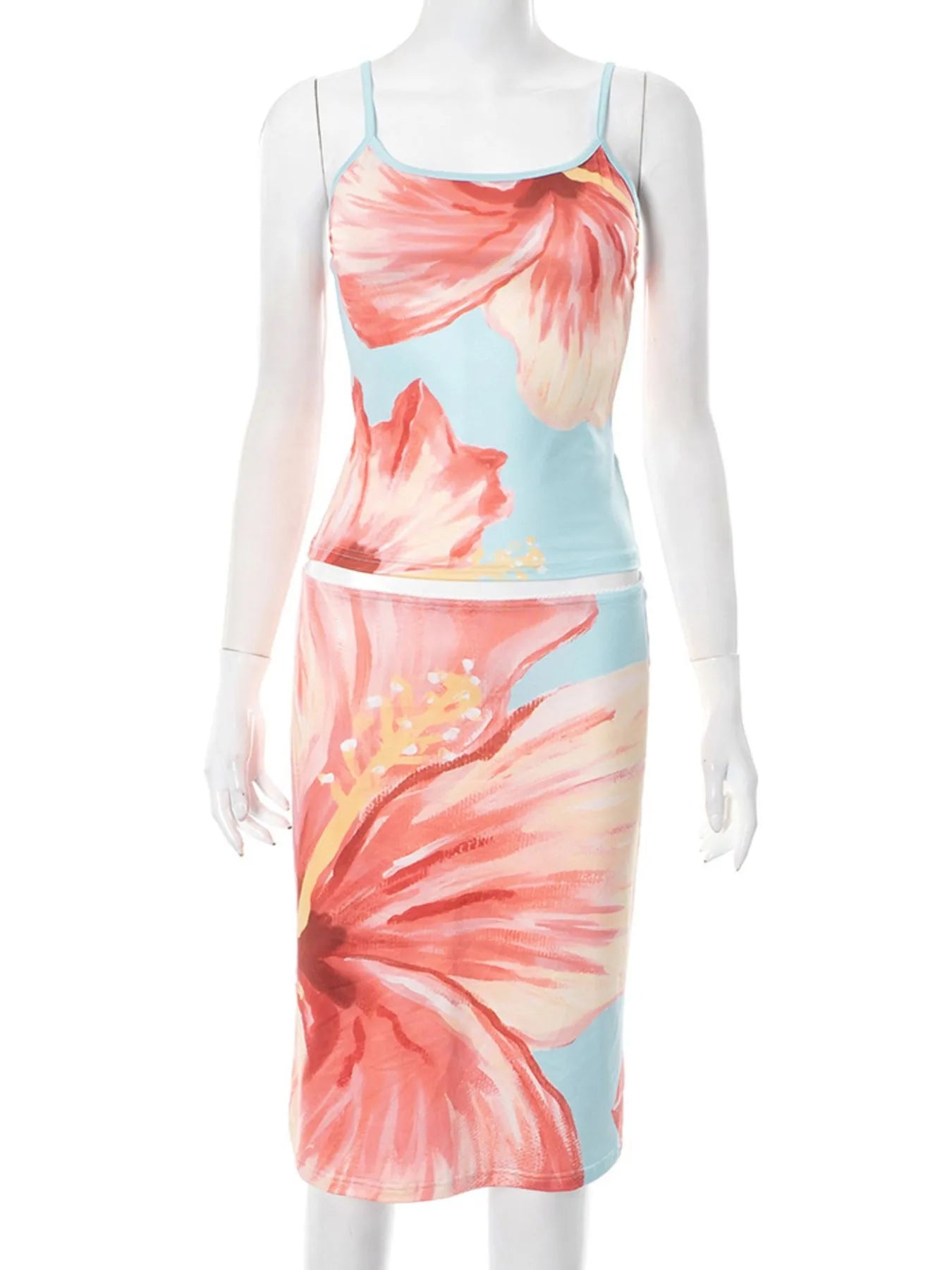 Printed Scoop Neck Cami and Skirt Set - Velora Luxury Fashion