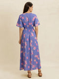 Printed Short Sleeve Midi Dress - Velora Luxury Fashion