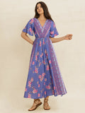 Printed Short Sleeve Midi Dress - Velora Luxury Fashion