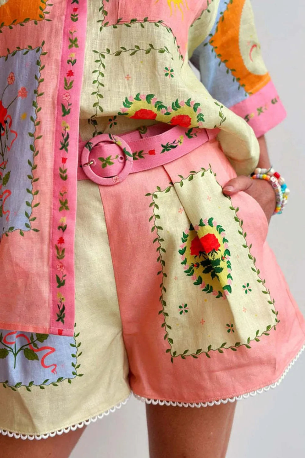 Printed Short Sleeve Shirt and Shorts Set - Velora Luxury Fashion