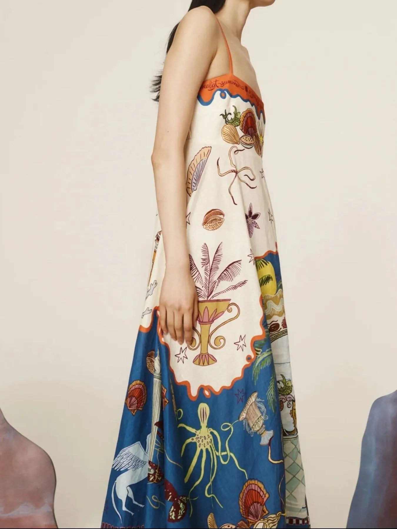 Printed Square Neck Maxi Cami Dress - Velora Luxury Fashion